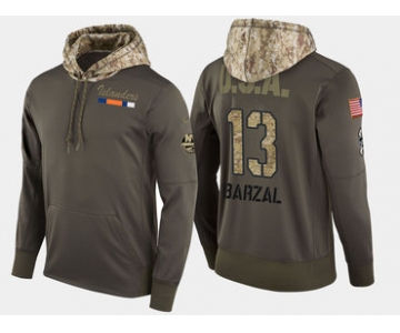 Nike New York Islanders 13 Mathew Barzal Olive Salute To Service Pullover Hoodie