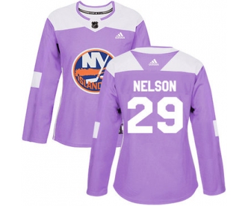 Adidas New York Islanders #29 Brock Nelson Purple Authentic Fights Cancer Women's Stitched NHL Jersey