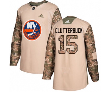 Adidas Islanders #15 Cal Clutterbuck Camo Authentic 2017 Veterans Day Stitched NHL Jersey