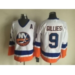 Men's New York Islanders #9 Clark Gillies 1984-85 White CCM Vintage Throwback Jersey