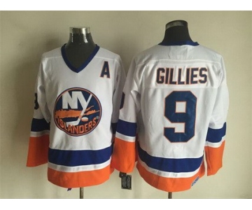 Men's New York Islanders #9 Clark Gillies 1984-85 White CCM Vintage Throwback Jersey