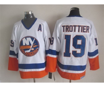 New York Islanders #19 Bryan Trottier White Throwback CCM Jersey