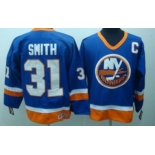 New York Islanders #31 Billy Smith Light Blue Throwback CCM Jersey