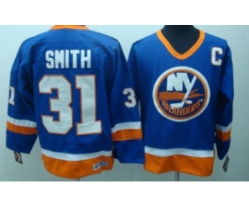New York Islanders #31 Billy Smith Light Blue Throwback CCM Jersey