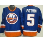 New York Islanders #5 Denis Potvin Light Blue Throwback CCM Jersey