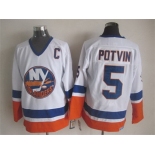 New York Islanders #5 Denis Potvin White Throwback CCM Jersey