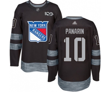 Rangers #10 Artemi Panarin Black 1917-2017 100th Anniversary Stitched Hockey Jersey