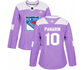 Rangers #10 Artemi Panarin Purple Authentic Fights Cancer Women's Stitched Hockey Jersey