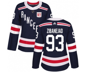 Adidas New York Rangers #93 Mika Zibanejad Navy Blue Authentic 2018 Winter Classic Women's Stitched NHL Jersey