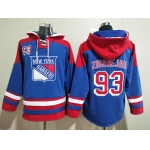 Men's New York Rangers #93 Mika Zibanejad Blue Ageless Must Have Lace Up Pullover Hoodie
