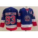 Men's New York Rangers #93 Mika Zibanejad Light Blue 2021 Retro Stitched NHL Jersey
