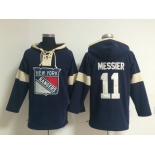 2014 Old Time Hockey New York Rangers #11 Mark Messier Navy Blue Hoodie