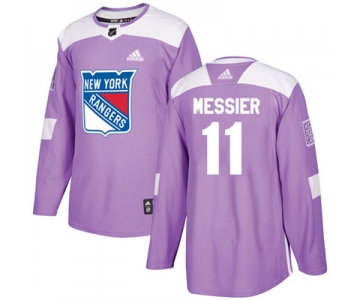 Adidas Detroit Rangers #11 Mark Messier Purple Authentic Fights Cancer Stitched Youth NHL Jersey