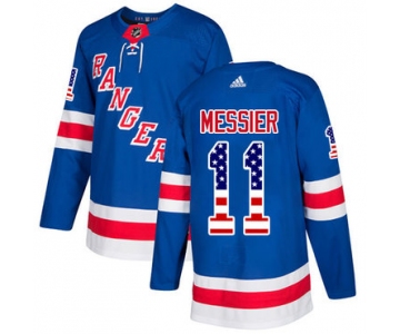 Adidas Rangers #11 Mark Messier Royal Blue Home Authentic USA Flag Stitched NHL Jersey