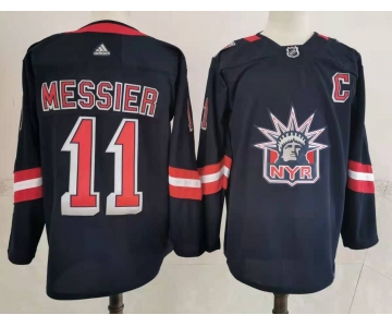 Men's New York Rangers #11 Mark Messier Navy Blue Adidas 2020-21 Stitched NHL Jersey