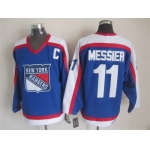 New York Rangers #11 Mark Messier Light Blue With White Throwback CCM Jersey