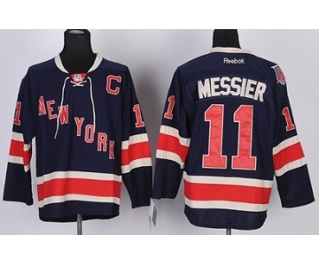 New York Rangers #11 Mark Messier Navy Blue Third 85TH Kids Jersey