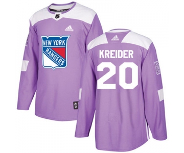 Adidas Detroit Rangers #20 Chris Kreider Purple Authentic Fights Cancer Stitched Youth NHL Jersey