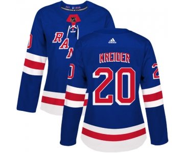Adidas New York Rangers #20 Chris Kreider Royal Blue Home Authentic Women's Stitched NHL Jersey