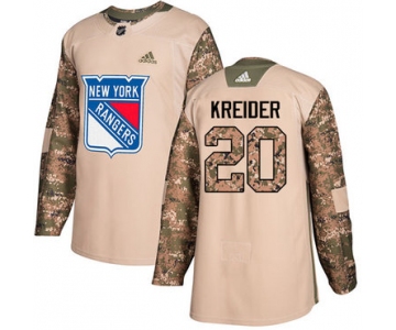 Adidas Rangers #20 Chris Kreider Camo Authentic 2017 Veterans Day Stitched NHL Jersey
