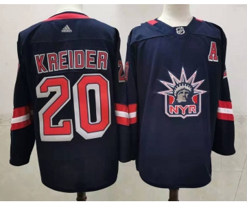 Men's New York Rangers #20 Chris Kreider Navy Blue Adidas 2020-21 Stitched NHL Jersey