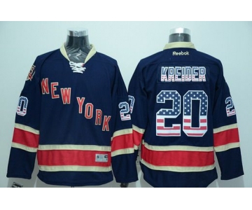 Men's New York Rangers #20 Chris Kreider Reebok Navy Blue Third USA Flag Hockey Jersey