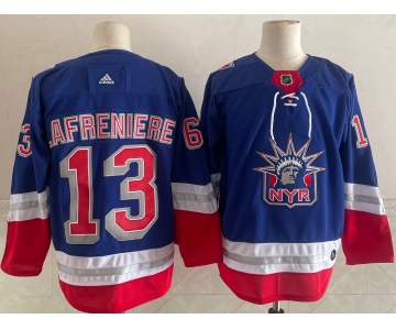 Men's New York Rangers #13 Alexis Lafreniere Light Blue 2021 Retro Stitched NHL Jersey
