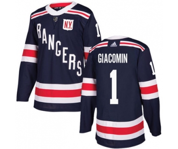 Adidas Rangers #1 Eddie Giacomin Navy Blue Authentic 2018 Winter Classic Stitched NHL Jersey