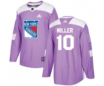 Adidas Rangers #10 J.T. Miller Purple Authentic Fights Cancer Stitched NHL Jersey