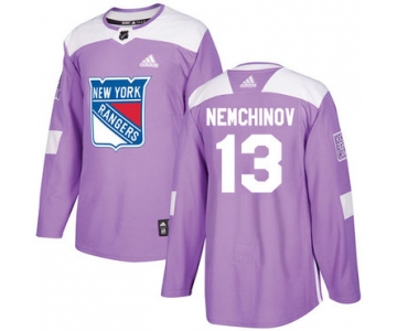 Adidas Rangers #13 Sergei Nemchinov Purple Authentic Fights Cancer Stitched NHL Jersey