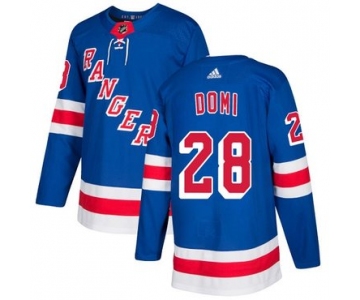 Adidas Rangers #28 Tie Domi Royal Blue Home Authentic Stitched NHL Jersey
