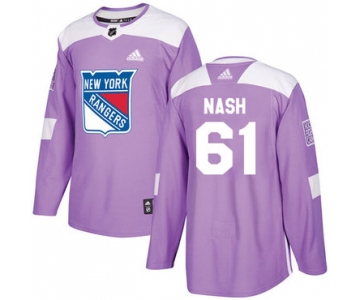 Adidas Rangers #61 Rick Nash Purple Authentic Fights Cancer Stitched NHL Jersey