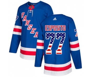 Adidas Rangers #77 Phil Esposito Royal Blue Home Authentic USA Flag Stitched NHL Jersey
