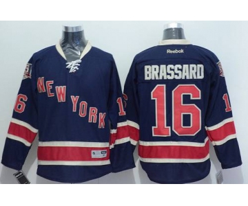 Men's New York Rangers #16 Derick Brassard Navy Blue Third 85TH Jersey