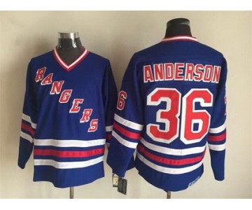 Men's New York Rangers #36 Glenn Anderson 1990-91 Light Blue CCM Vintage Throwback Jersey