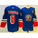 Men's New York Rangers #8 Jacob Trouba Blue 2022-23 Reverse Retro Stitched Jersey