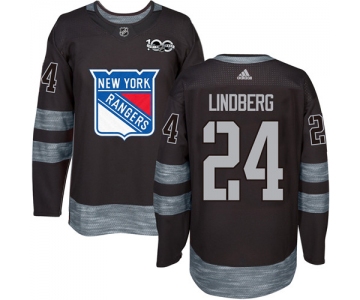 Men's York Rangers #24 Oscar Lindberg Black 1917-2017 100th Anniversary Stitched NHL Jersey
