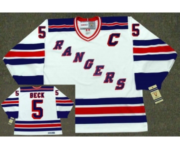Men's York Rangers #5 BARRY BECK 1983 CCM Vintage Home NHL Hockey Jersey