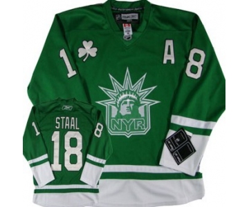 New York Rangers #18 Staal St. Patrick's Day Green Jersey