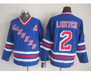 New York Rangers #2 Brian Leetch 1993 Light Blue Throwback CCM Jersey