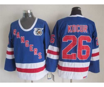 New York Rangers #26 Joey Kocur Light Blue 75TH CCM Vintage Throwback Jersey