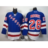 New York Rangers #28 Dominic Moore Light Blue Jersey