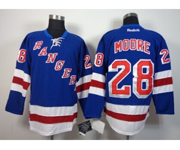 New York Rangers #28 Dominic Moore Light Blue Jersey