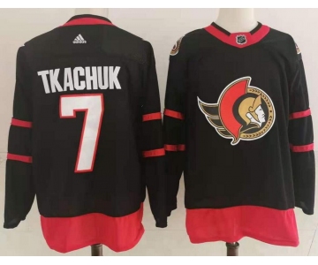 Men's Ottawa Senators #7 Brady Tkachuk Black Adidas 2020-21 Stitched NHL Jersey