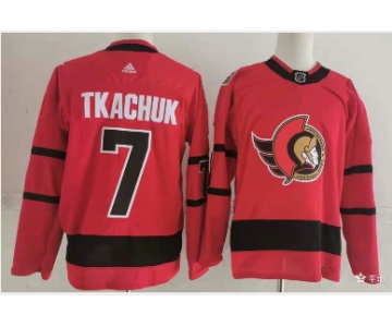 Ottawa Senators #7 Brady Tkachuk Red Men's Adidas 2020-21 Reverse Retro Alternate NHL Jersey