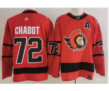 Ottawa Senators #72 Thomas Chabot Red Men's Adidas 2020-21 Reverse Retro Alternate NHL Jersey