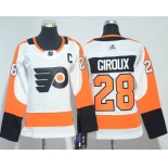 Adidas Flyers #28 Claude Giroux White Road Authentic Women's Stitched NHL Jersey