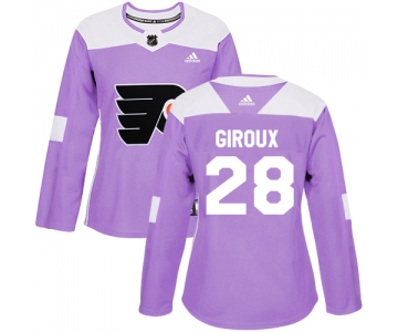 Adidas Philadelphia Flyers #28 Claude Giroux Purple Authentic Fights Cancer Women's Stitched NHL Jersey