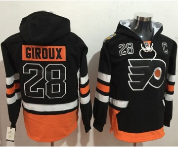Flyers #28 Claude Giroux Black Name & Number Pullover NHL Hoodie