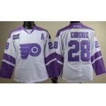 Philadelphia Flyers #28 Claude Giroux White Womens Fights Cancer Jersey
